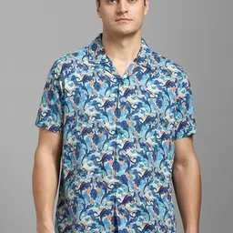 Louis Philippe Men Cuban Collar Abstract Printed Cotton Casual Shirt-picture-31