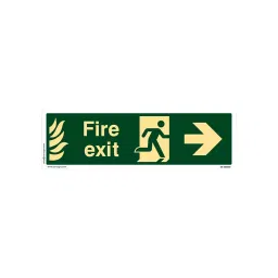 Sunsigns 4x12 Inch Green, White ABS Running man with Right Arrow Fire Exit Signage Board (Pack of 2)-image-6