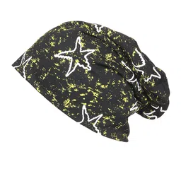 iSWEVEN Unisex Black & White Printed Cotton Beanie image 3