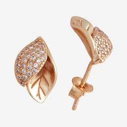 Kushal's Fashion Jewellery 92.5 Sterling Silver Rose Gold-Plated CZ Studded Studs Earrings image 5