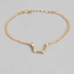 Peora Gold Plated Aquarius Horoscope Zodiac Sign Pendant & Bracelet Combo image 4