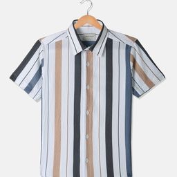 Octave Boys Vertical Stripes Spread Collar Cotton Casual Shirt-picture-38