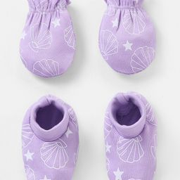 Babyhug 100% Cotton Mittens And Booties Shells Print - Purple-picture-16