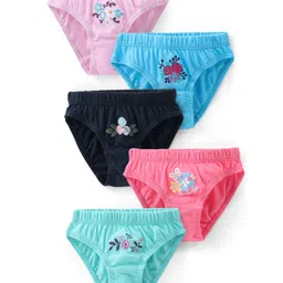 Babyhug 100% Cotton Knit Panties Floral Print Pack of 5 - Multicolor-picture-11