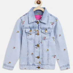 Tales & Stories Full Sleeves Cut & Sew Detailed & All Over Flower Embroidered Jacket - Light Blue-picture-41