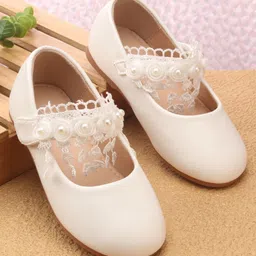 Babyoye Velcro Closure Pearl Embellished Ballerina - White-picture-16