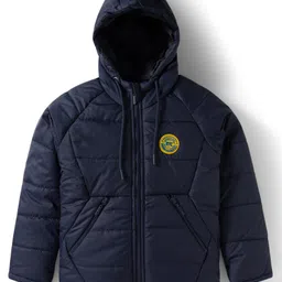 Pine Kids Woven Full Raglan Sleeves Solid Color Hooded Padded Jacket - Navy Blue-picture-36