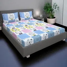 King Size Double Bed Elastic Fitted Bedsheet with 2 Pillow Cover-image-68