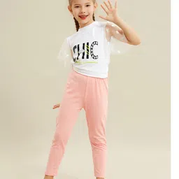 Kookie Kids Full Length Cotton Lycra Leggings With Kitty Ears - Pink image 2