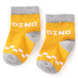 Cute Walk by Babyhug Anti Bacterial Ankle Length Non Terry Socks Avocado Design Pack of 3- Yellow & Orange image 2