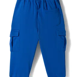 Babyhug French Terry Knit Full Length Lounge Pant With Text Patch - Blue image 2