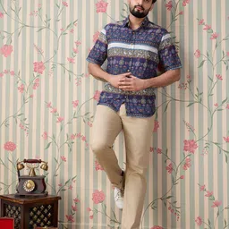 Ode by House of Pataudi Men Comfort Floral Opaque Printed Casual Shirt-picture-35