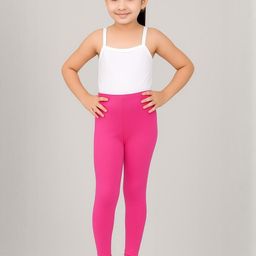 TIK TOK WEARS Girls Pink Solid Regular Fit Cotton Legging-picture-30