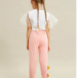 Kookie Kids Full Length Cotton Lycra Leggings With Kitty Ears - Pink image 3