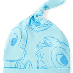 Babyhug Disney Interlock Knit Knot Caps with Chip n Dale Graphics Blue & Yellow Pack of 3 - Diameter 10 cm image 3