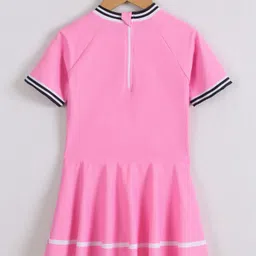 Pine Active Half Sleeves Frock Swimsuit With Logo Print - Pink image 3