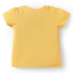 Doodle Poodle 100% Cotton Knit Half Sleeves Night Suit with Smile Text Print - Yellow & Blue image 3