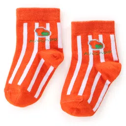 Cute Walk by Babyhug Anti Bacterial Ankle Length Non Terry Socks Avocado Design Pack of 3- Yellow & Orange image 4