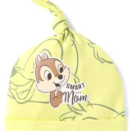 Babyhug Disney Interlock Knit Knot Caps with Chip n Dale Graphics Blue & Yellow Pack of 3 - Diameter 10 cm image 4