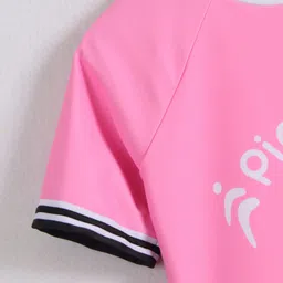 Pine Active Half Sleeves Frock Swimsuit With Logo Print - Pink image 4