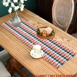 HOME COLORS.IN Orange-Color & Blue Printed Cotton Table Runners image 1