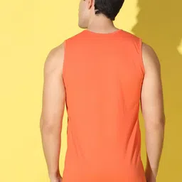 WOOSTRO Pack Of 2 Printed Combed Cotton Gym Vests -VWS26(ALONE ORANGE)(PLAIN BLACK) image 2