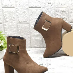 TRYME Women Knee Length Short Block Heel Boots-picture-43