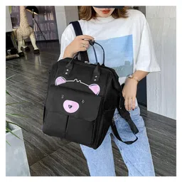 House of Quirk Bear Print Baby Diaper Bag with Insulated Pockets - Black image 5