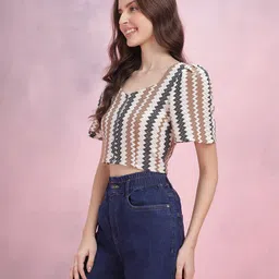 DressBerry Self-Striped Crop Shirt image 2