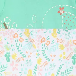 MINI KLUB Infant Girls Pack Of 2 Sea Green & White Printed Pure Cotton Rompers image 5