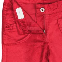 Peppermint Girls Red Solid Regular Trousers image 2