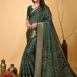 KAYOMMI Woven Design Bandhani Zari Kanjeevaram Saree image 3