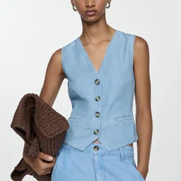 MANGO Chambray Waistcoat-picture-26