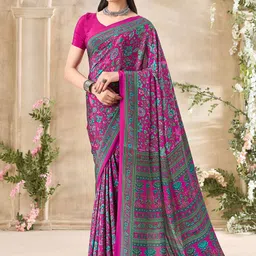 LeeliPeeri Designer Floral Poly Crepe Saree-picture-26