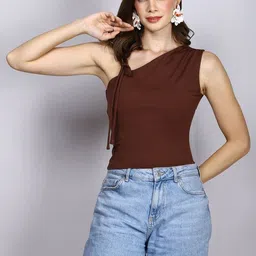 SWISHIN Women One Shoulder Cotton Crop Top-image-32