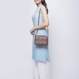 ZOUK Brown Peacock Structured Sling Bag-picture-3