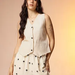 CORSICA Solid Waist-Coat Style Top image 2