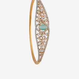 Kushal's Fashion Jewellery Green Rhodium Gold-Plated Party Zircon Kada image 2
