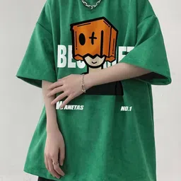 HERE&NOW Men Graphic Printed Round Neck Cotton Oversized T-shirt-picture-44