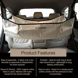 Allextreme Car Cradle Hammock White Color with Adjustable Belt Hangers and Carry Bag for 0 to 3 Year Baby, EX-CHC01 image 5