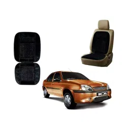 Auto Pearl Car Wooden Bead Seat Cushion with Black Velvet Border Compatible for Ford Ikon-image-79