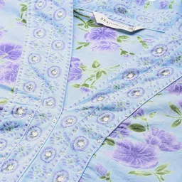 Readiprint Fashions Plus Size Floral Printed Aari Work Pure Cotton Kurta Set image 2