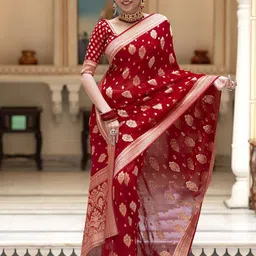 BerMondsey Woven Design Zari Banarasi Saree image 2