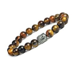VIBESLE Unisex Tigers Eye And Budha Beaded Bracelet-picture-42
