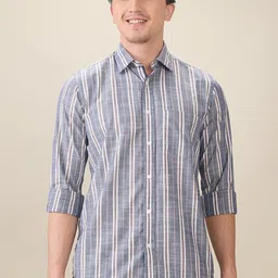 ColorPlus Men Vertical Striped Spread Collar Pure Cotton Casual Regular Fit Shirt-picture-25