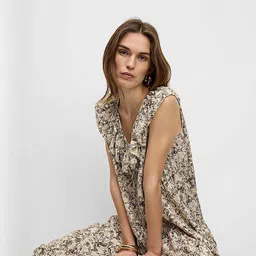 Marks & Spencer Women Abstract Print V-Neck Ruffles Maxi Dress-picture-40