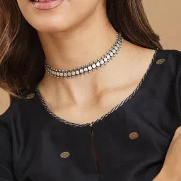 Fabindia Women Silver Choker Necklace-image-70