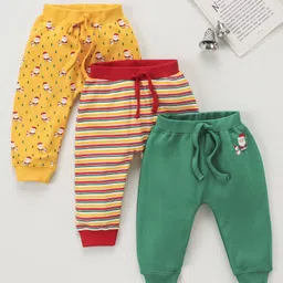 Babyhug Knit Full Length Santa Claus & Striped Diaper Pants Pack Of 3 - Multicolour-picture-18