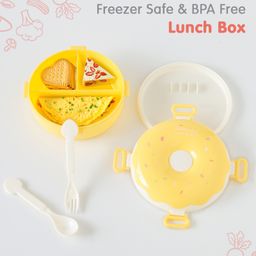 fab n funky Leak-Proof & Freezer Safe Donuts Shaped Lunch Box - Yellow-picture-1