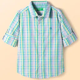 UCB 100% Cotton Woven Full Sleeves Shirt With Checks - Multicolour-picture-11